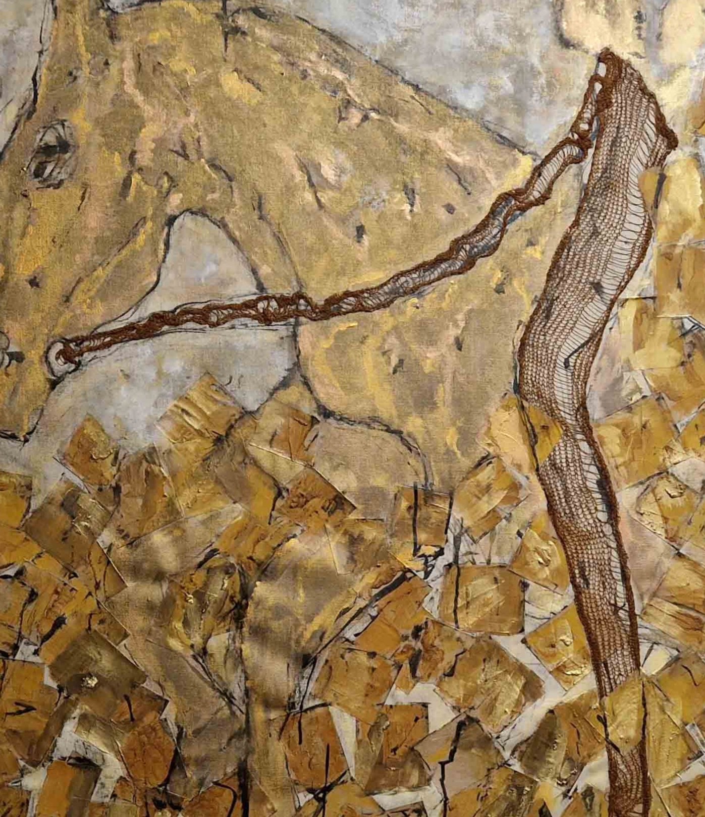 Aude Borromée, Merging bodies, fusion des corps; painting, peinture, textile, tressage, weaving