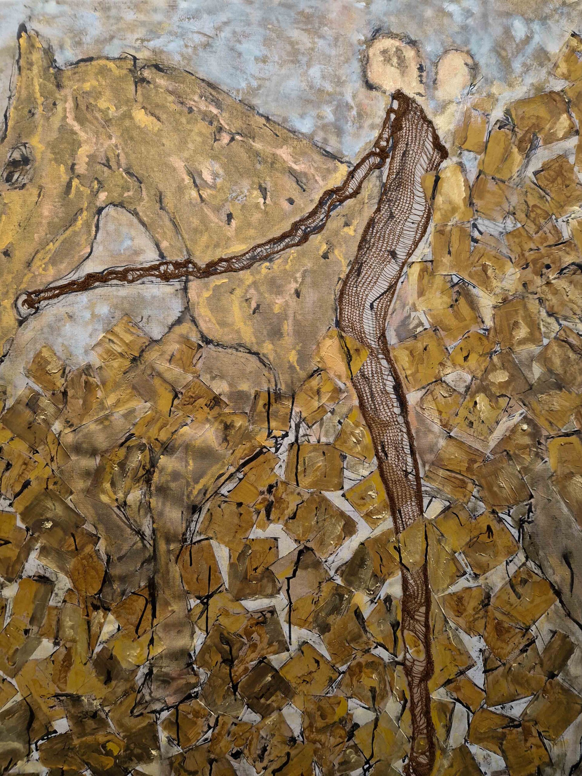 Aude Borromée, body merging, équitation, horseriding corps, painting, peinture, textile